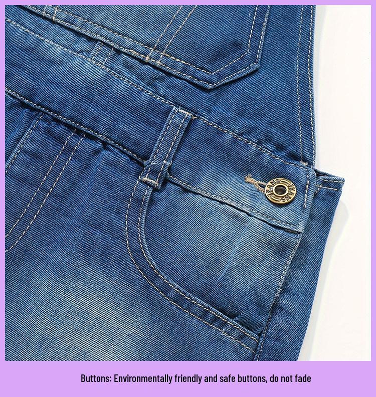 Осеннее джинсовое платье-комбинезон для девочек - Модный европейский и американский стиль для детей