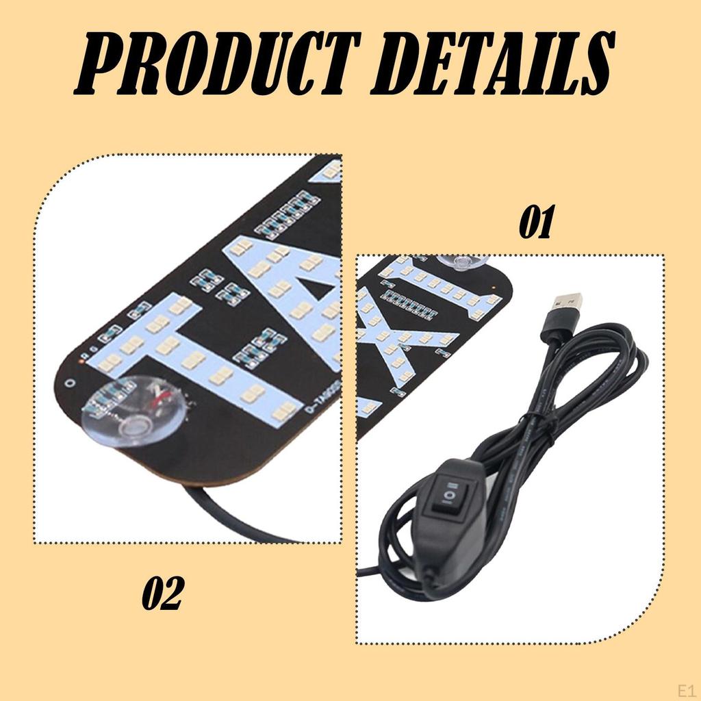 Световой знак такси Декор Высокие Аксессуары Практичность Долговечность -6В 2 Цвета Изменяемый USB