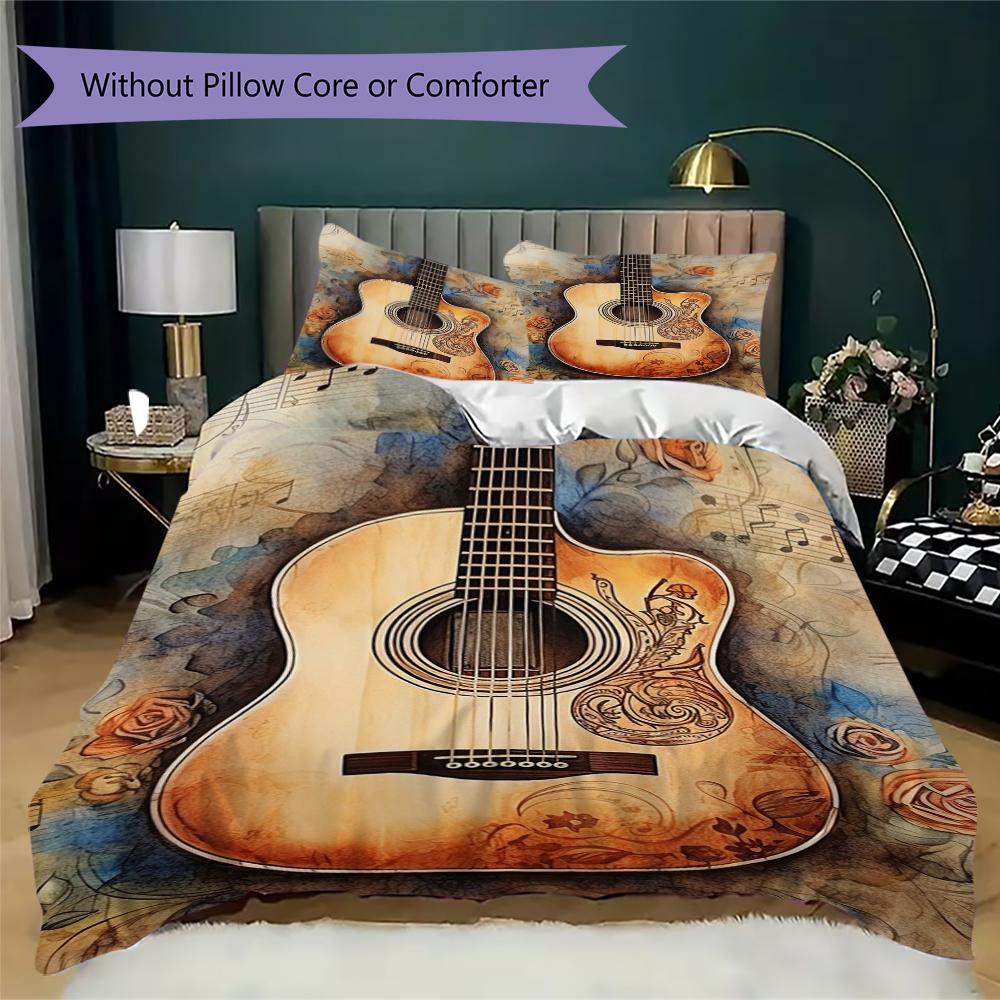 1PC Musical elements Bedding Quilt Set Quilt Cover Pillowcase Home Decoration Birthday Gift (1 * duvet cover + 2 * pillowcase, without core)A16