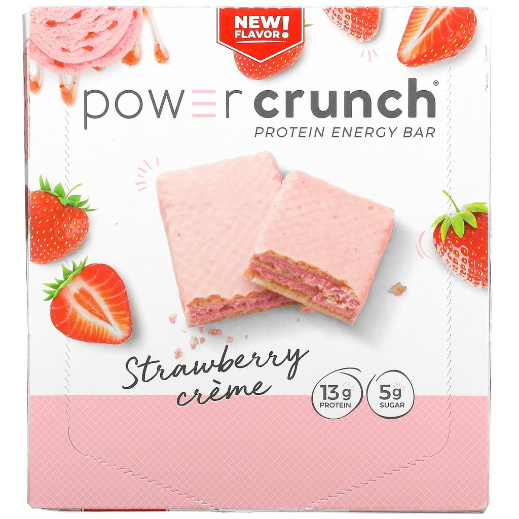 BNRG Power Crunch Protein Energy Bar, Strawberry Cream, 12 Bars, 40 G (1.4 Oz) Each