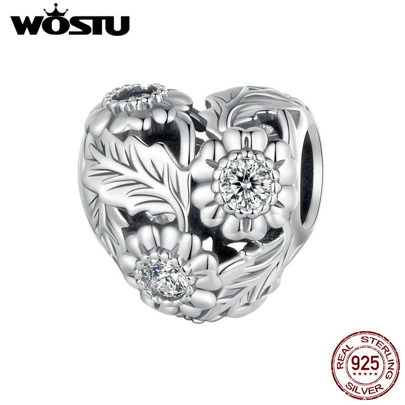 WOSTU 925 Sterling Silver Romance Retro Vine Charms for Women Girls Bracelet & Bangle DIY Jewelry