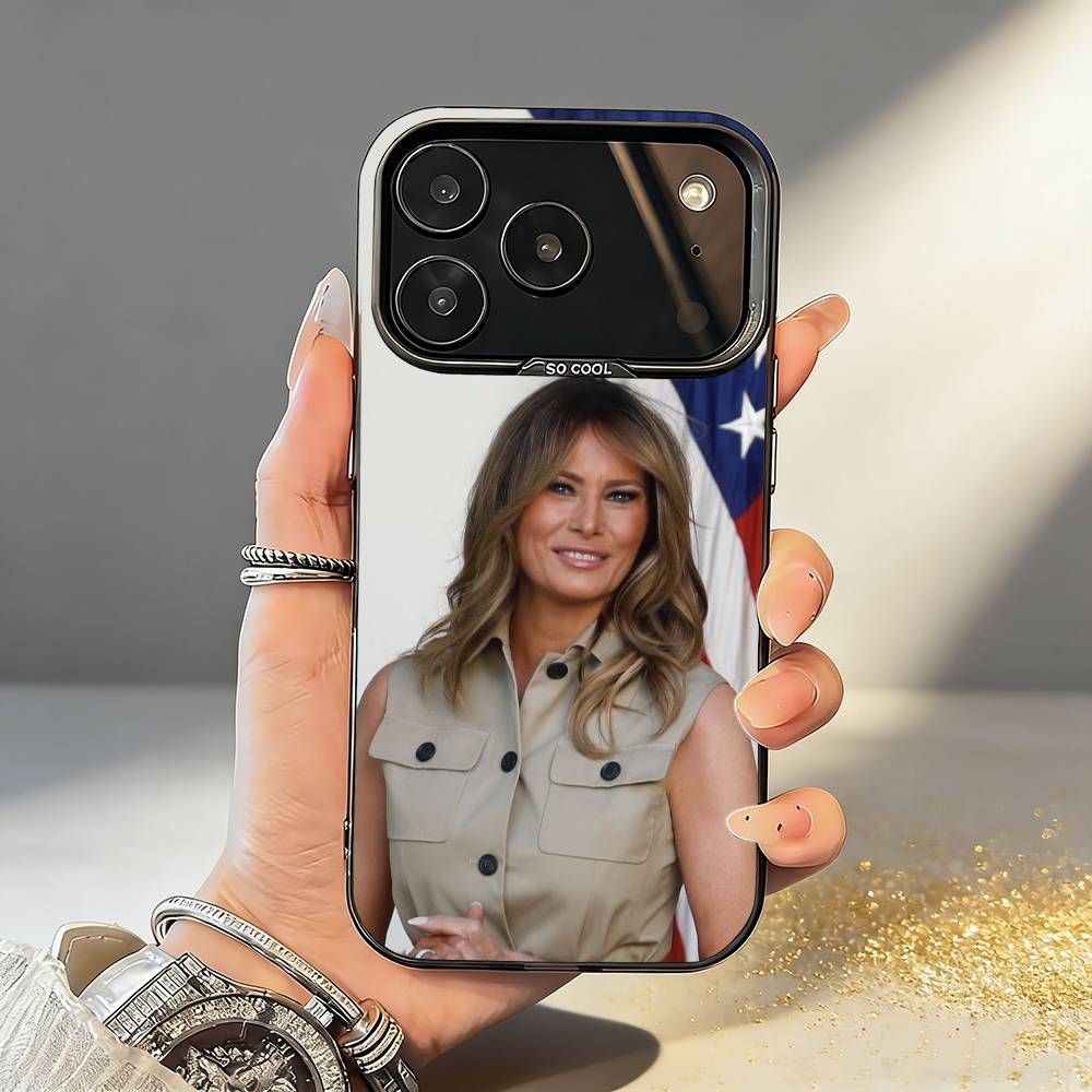 Fashion Model Melania First Lady Phone Case For iPhone17,16,15,14,13,12,11,Pro,MAX Gray Matte Silicone Black Cover