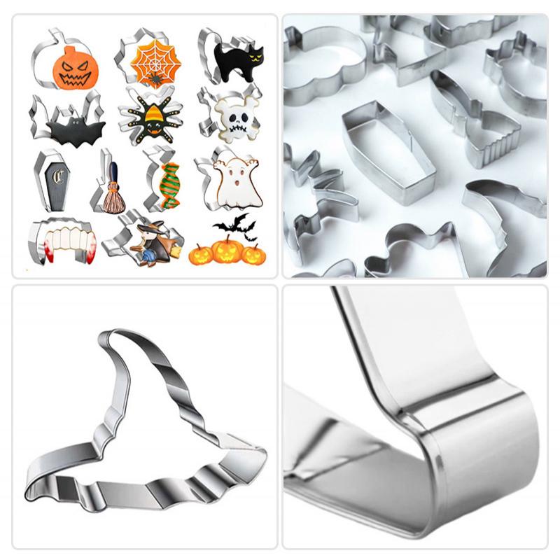 Набор из 12 формочек для печенья на Хэллоуин, тыква, привидение, летучая мышь, форма для шоколадной помадки, печенья, инструменты для выпечки на Хэллоуин