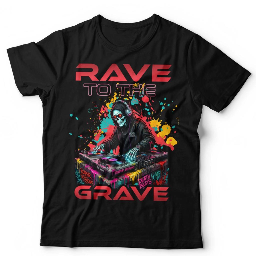 DJ Футболка Унисекс и Детская Rave To The Grave Музыкальный Фестиваль Футболка EDM House Techno
