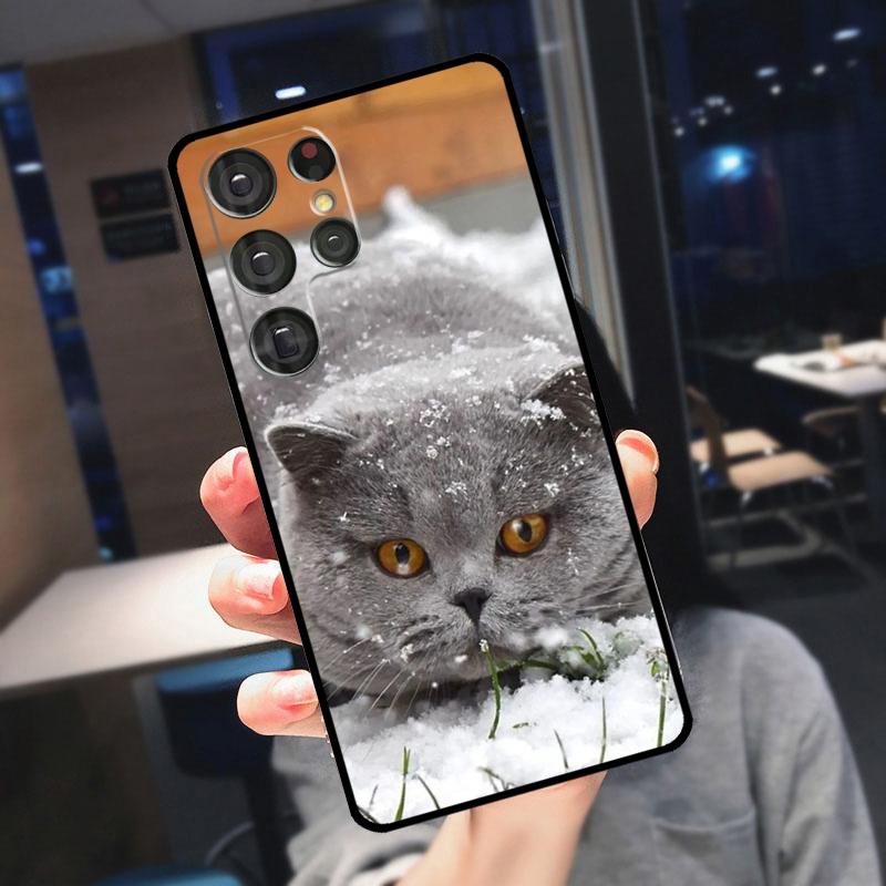 Чехол для телефона Samsung Galaxy S25 Ultra S24 S22 S21 S23 Plus S20 FE S9 S10 S24 FE с изображением британской короткошерстной кошки