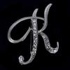 Crystal Rhinestone 26 Letters Women Collar Brooch Pin Corsage Bouquet Jewelry