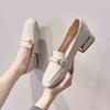 British Xiaoxiangfeng Small Leather Shoes Women'S Low-Heeled Single Shoes Women'S Thick-Heeled Versatile One-Pedal Loafers