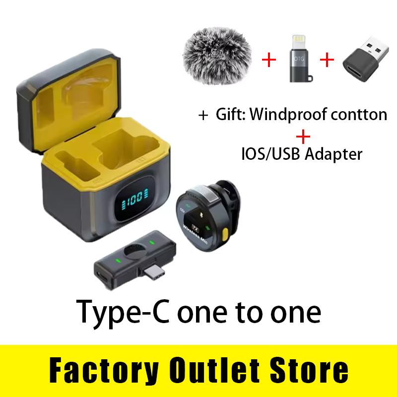 Wireless Lavalier Bluetooth Microphone Portable Audio Video Recording Mini Mic Noise Canceling For Gaming Phone Type-C PC Live