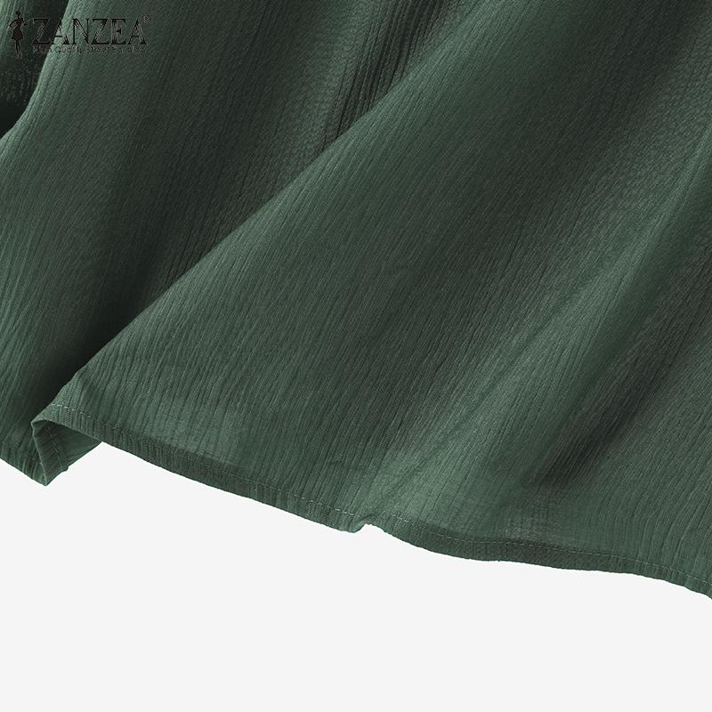 ZANZEA Женская повседневная свободная летняя блузка с круглым вырезом и рукавами 3/4