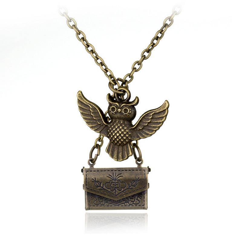 Harry Potter Vintage Copper Owl With Acceptance Letter Pendant Locket Necklace For Gothic Fashion Fans