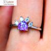 Animal Bear Cat Dog Paw Rainbow Blue Fire Opal Rings For Women 925 Sterling Silver Filled Zircon Heart Claws Wedding Thin Ring