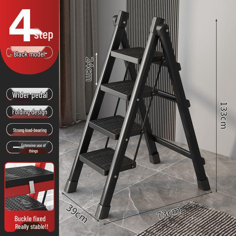 Folding Telescopic A-Frame Household Ladder, Thickened Step Stool, 3-4 Steps, Multifunctional Indoor Use.