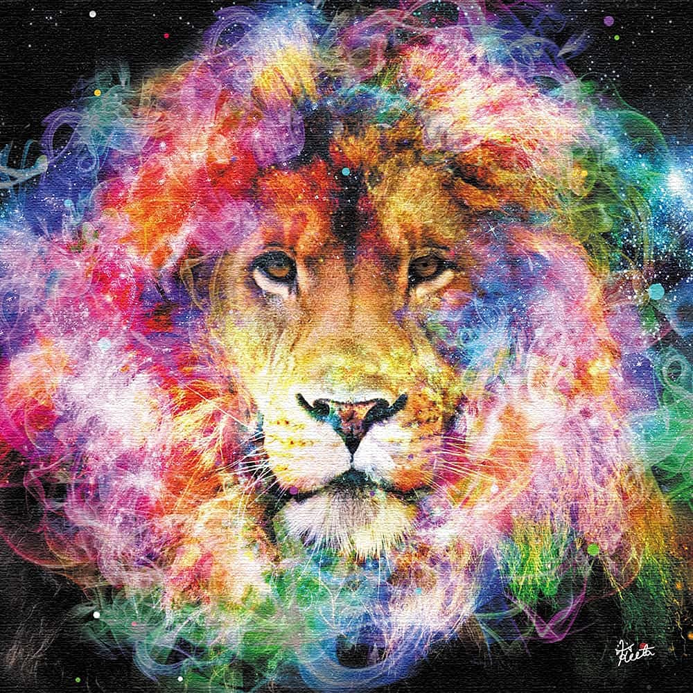 Художественная панель с изображением льва размером 57 см x 57 см, размер L, сделано в Японии, стильный постер для переделки интерьера гостиной, красочная светлая космическая тканевая панель