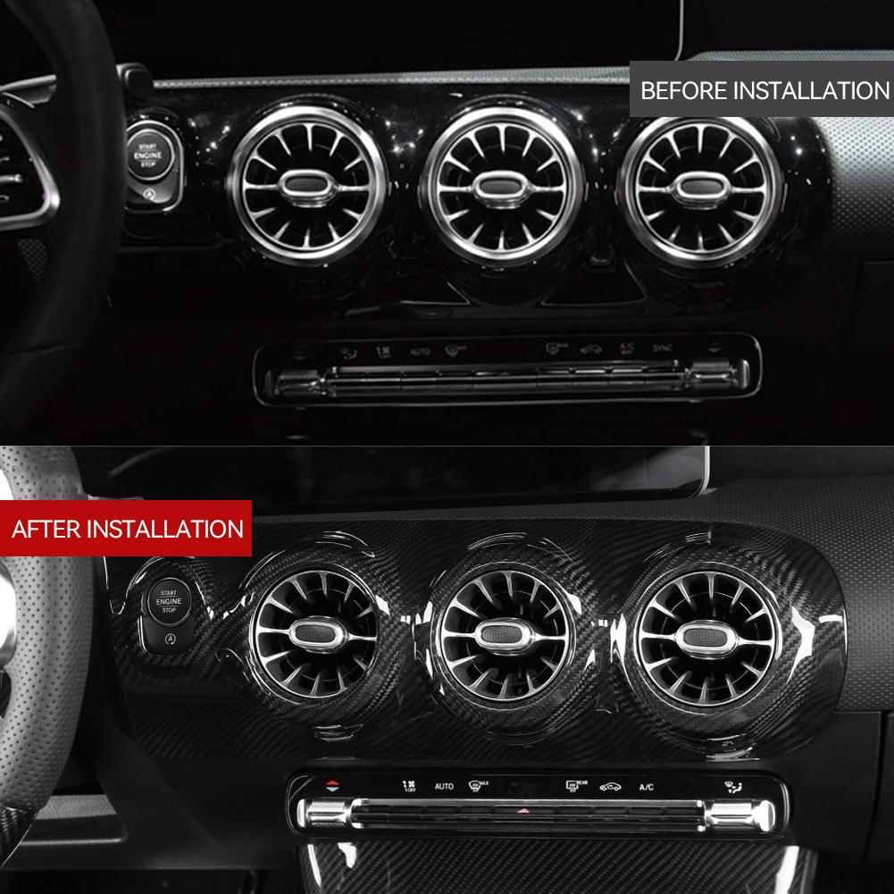 2 шт. наклейки на переднюю центральную консоль автомобиля, накладку на рамку воздуховода, карбоновый узор для Mercedes Benz A200L A180l 2019-2021