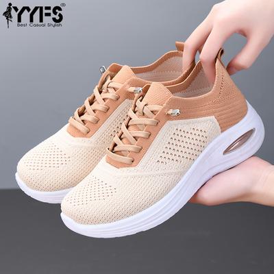 Женская обувь 2025 Новый стиль Женская обувь Повседневная шнуровка Носки Сетчатая обувь Мягкая подошва Спортивная обувь для женщин