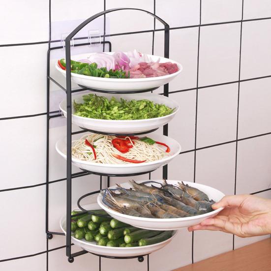 Dish Storage Rack Multi-Layer Design Large Capacity Rustproof Corrosion Resistant Kitchen Countertop Storage Holder Food Preparation Rack