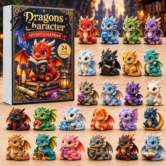 Cute Dragon Gift Sets Advent Calendar 2026, 24 Day Bookish Christmas Countdown with Holiday Box Gifts Mini Acrylic Dragons, Fantasy Book Lover