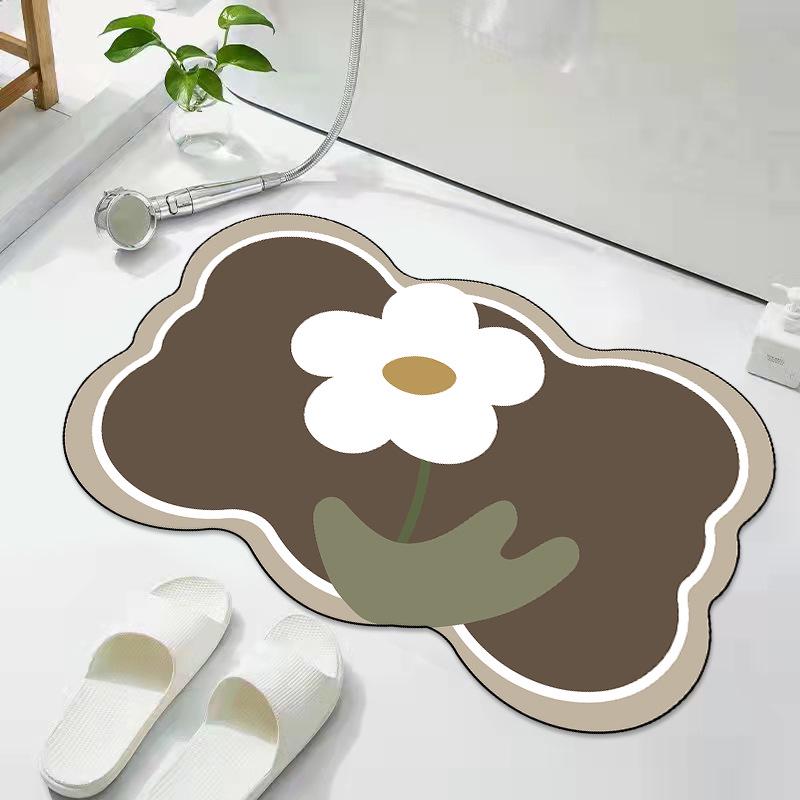 Нескользящий впитывающий коврик для двери ванной комнаты Fresh Flower