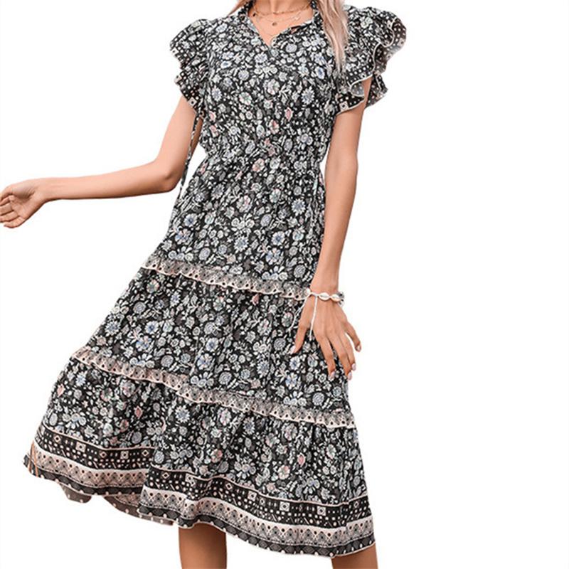 Элегантное облегающее сексуальное женское платье 2022, летнее платье макси с коротким рукавом и цветочным принтом, женский халат Femme Ladies Vestidos Mujer