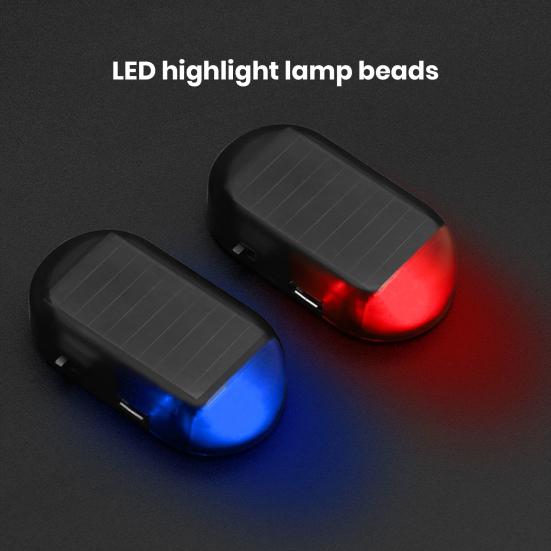 Yousheng Car Solar Anti-Theft Light Simulated Realistic Flashing Alarm Light Self-adhesive Car Warning Light Auto Accessories