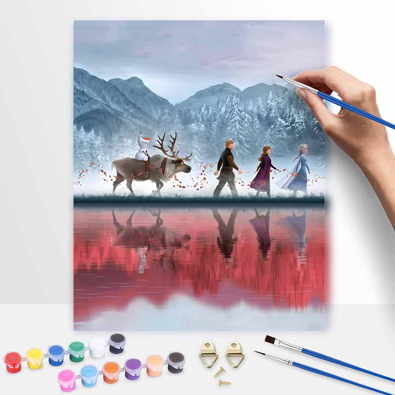 Disney Frozen oil painting art set handmade diy gift home decoration.Elsa Anna Olaf winter scenery wall decor painting kit.