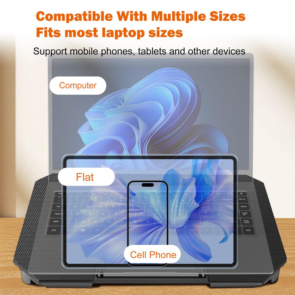 Laptop Cooling Fan Suitable For 10 15.6 Inch Laptops With 4 Height Adjustable Fan Strength And Two Usb Ports