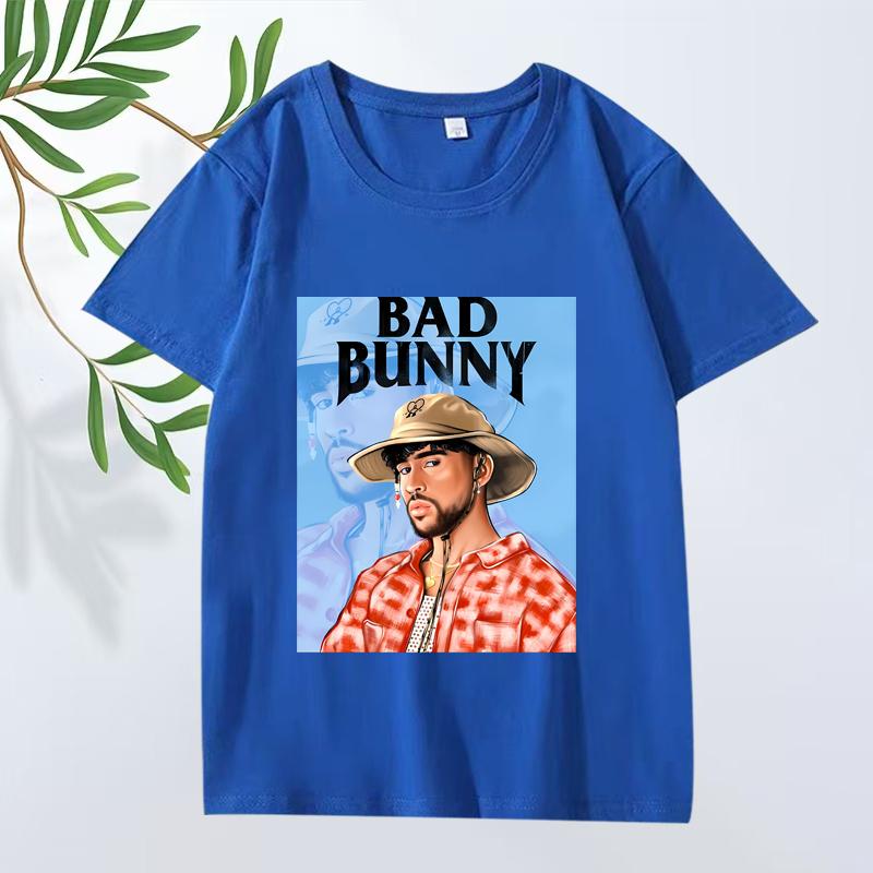 Модная Классическая Графическая Футболка Bad Bunny Мужская Женская Оверсайз 100% Хлопок Уличная Стильная Короткий Рукав Летний Принт Унисекс Топы