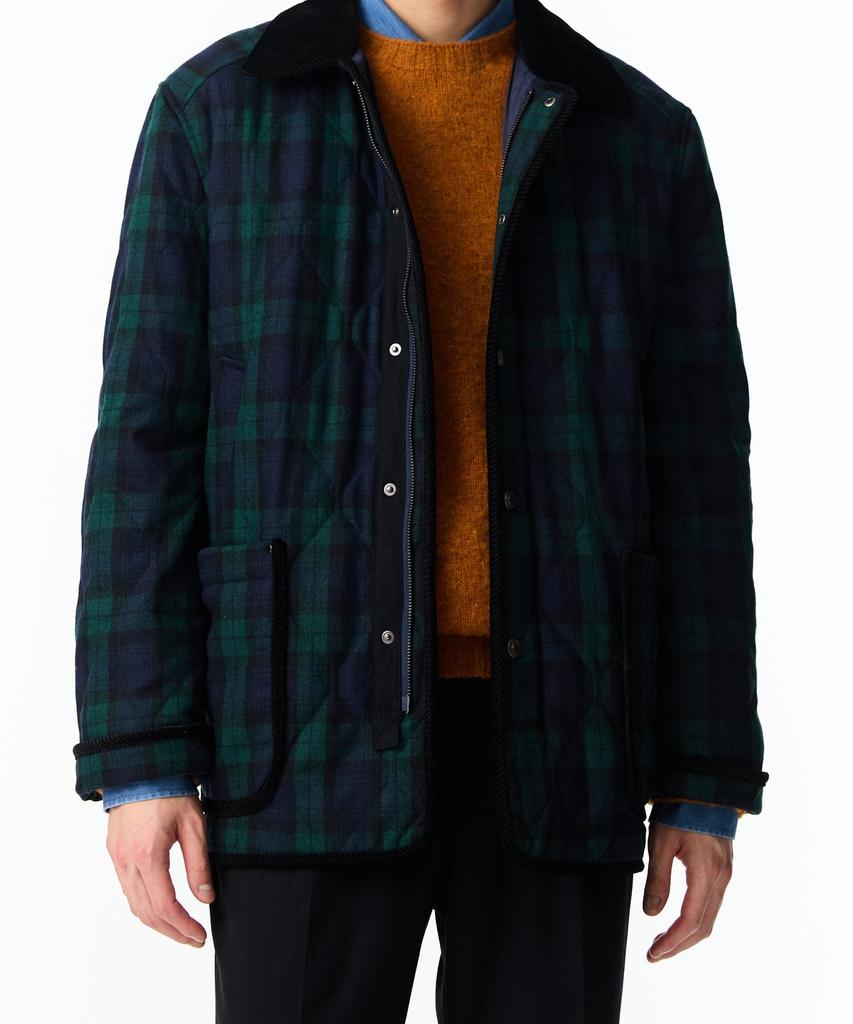 Man On The Boon Corduroy Patch Check Padded Jacket_Green 4714309012