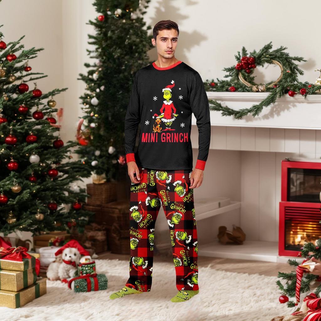 Рождественский принт милый семейный комплект пижамы, домашняя одежда, семейный комплект топ с длинным рукавом и штаны комплект