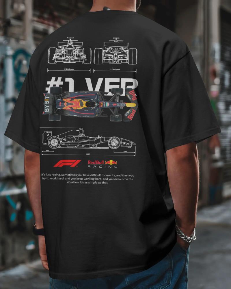 Футболка с графикой фанатского арта Red Bull F1 #1 • 100% хлопок, унисекс