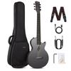 Nova Go SP1 Acoustic Electric Guitar Carbon Integrated Mini Guitar with AcousticPlus Guitar Case and Guitar Strap Included - Pickup, (Black)