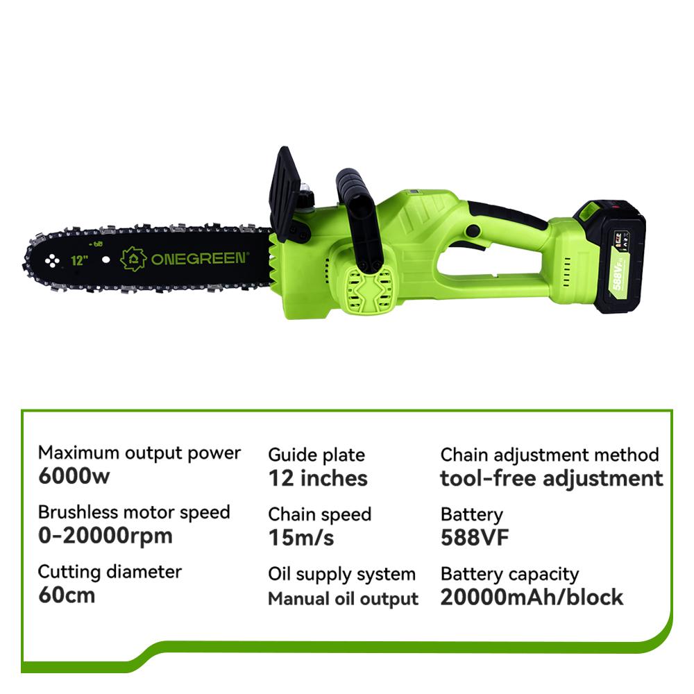 ONEGREEN 6000 Вт 12 дюймов бесщеточная электрическая цепная пила аккумуляторная пила садовый деревообрабатывающий электроинструмент для Makita 18 В аккумулятор