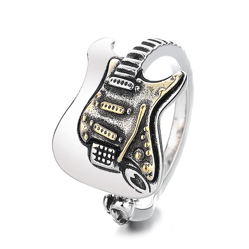 Популярное кольцо-гитара для мужчин и женщин, ретро-стиль, хип-хоп-тренд, открытый рот, нишевое креативное кольцо