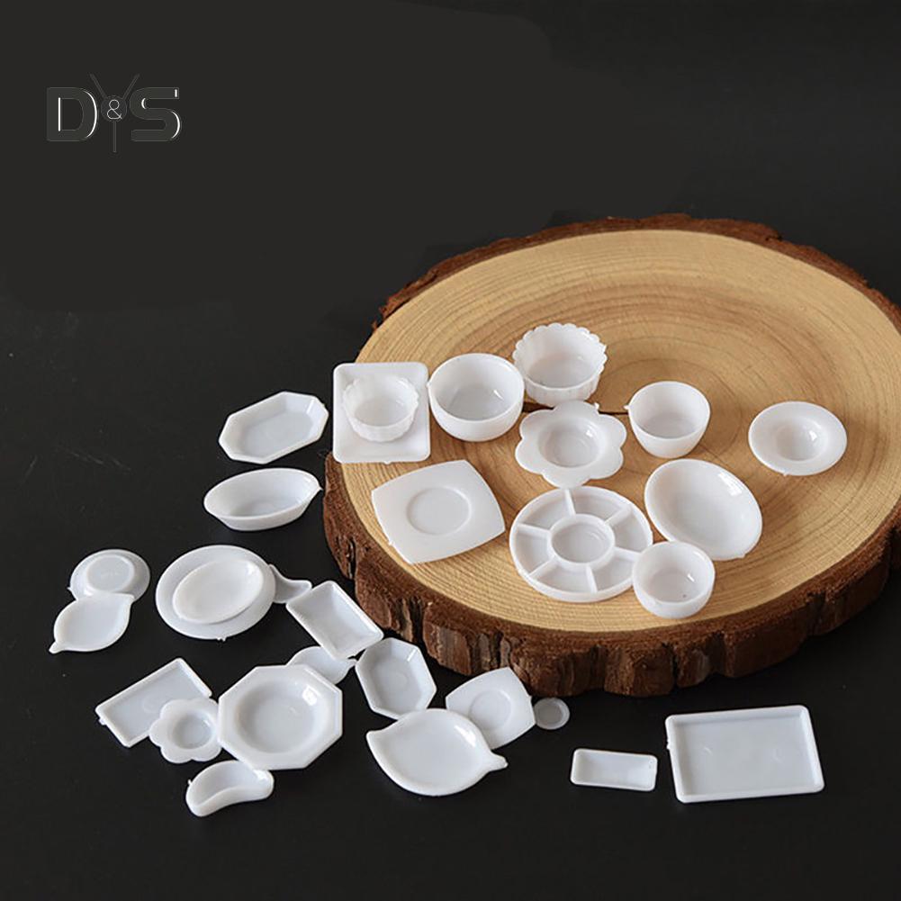 Миниатюрная кухонная посуда для кукольного домика, набор пластиковых мини-тарелок