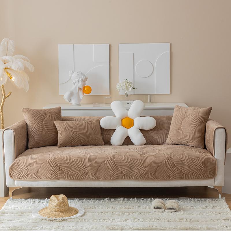 Thickened Sofa Cover Jacquard Slipcover Solid Color Linty Sofa Covers for Living Room Anti-Slip Multiple Sizes Soft Home Decor