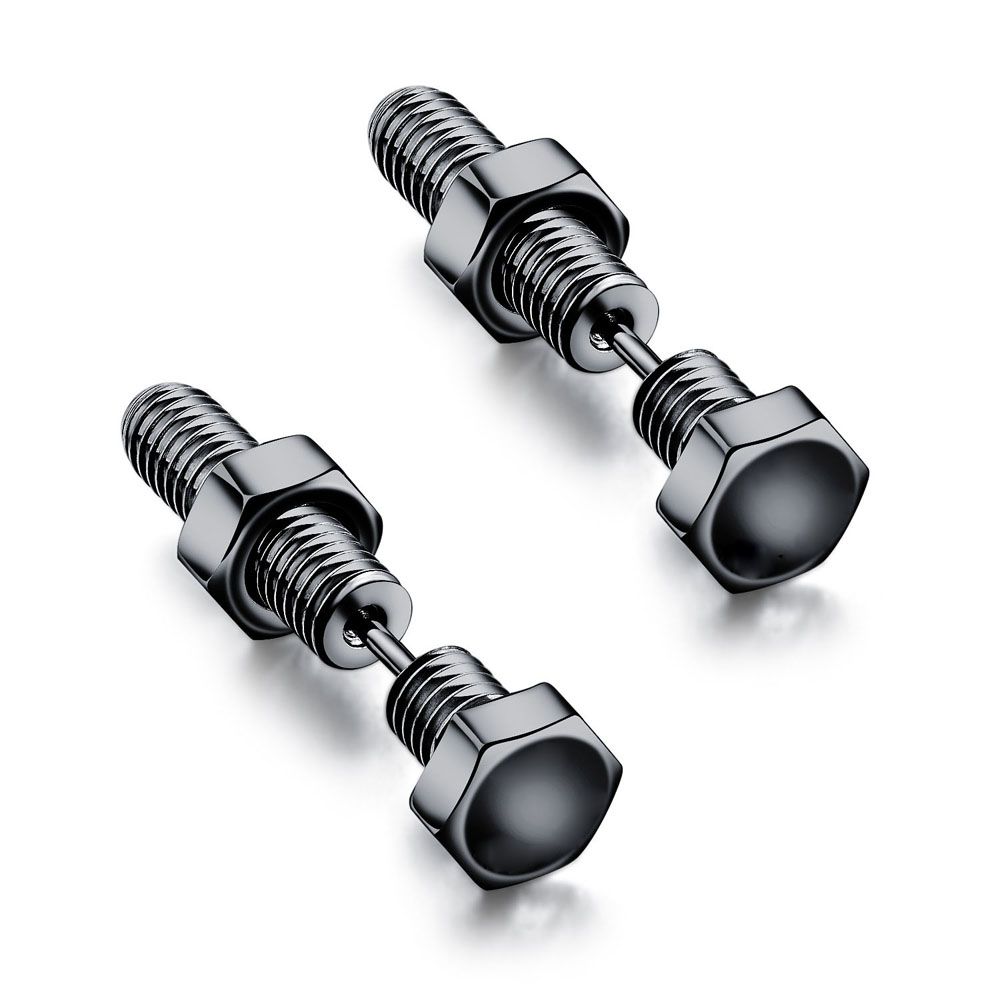 Steel Gift Screw Black Silver Color Piercing Jewelry Earrings Ear Studs Fashion Accessories