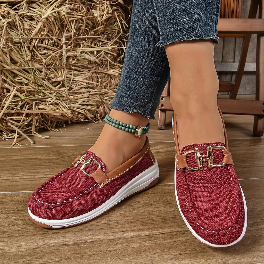 Большой размер 2025 Весна и Осень Новая Повседневная обувь В полоску Металлическая цепочка Обувь с низким верхом Легкая Обувь с круглым носком