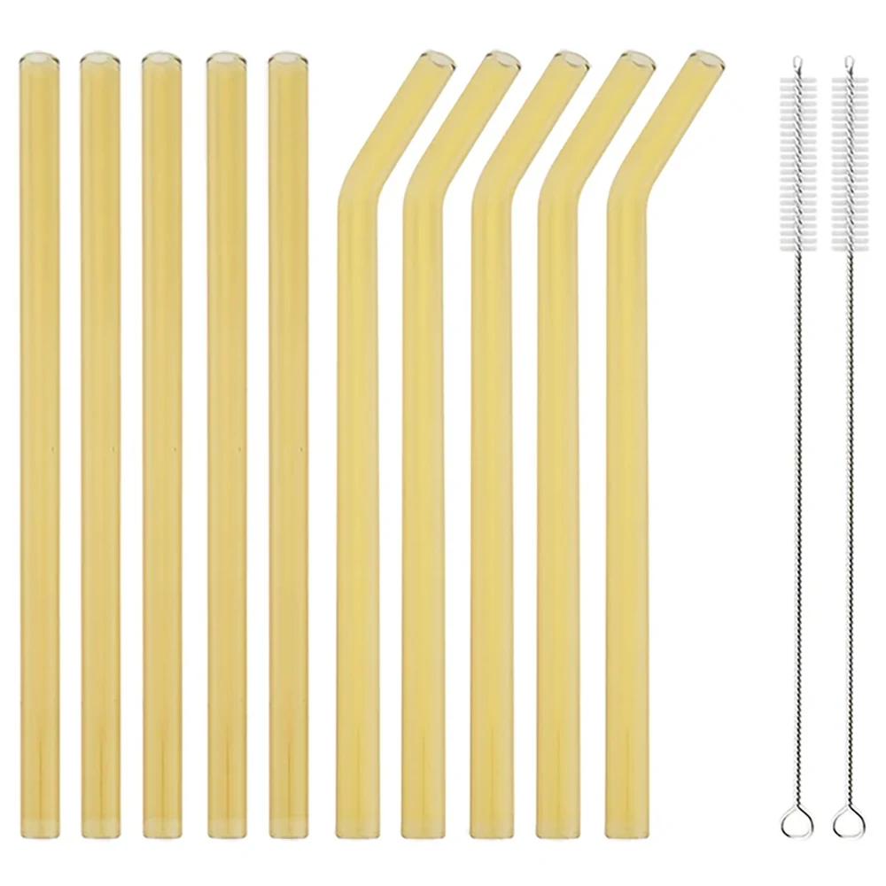 10 шт. многоразовых соломинок для питья 12 мм стеклянные соломинки экологически чистые соломинки из боросиликатного стекла цветная трубка для вечеринок бар посуда для напитков