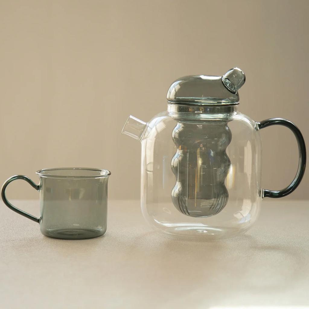 Glass Pitcher Cute Teapots Glass Set Tea Set Kettle Glass Mug Cups Teaware Heat Resistant Glasses Tea Pot Set Tea Infuser