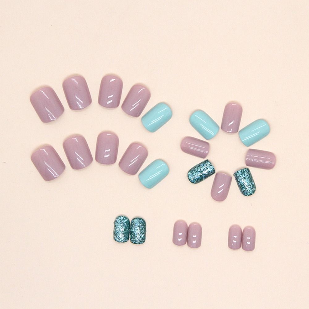 French False Nails Short Round Nail Tips Detachable Fake Nails  for Salon