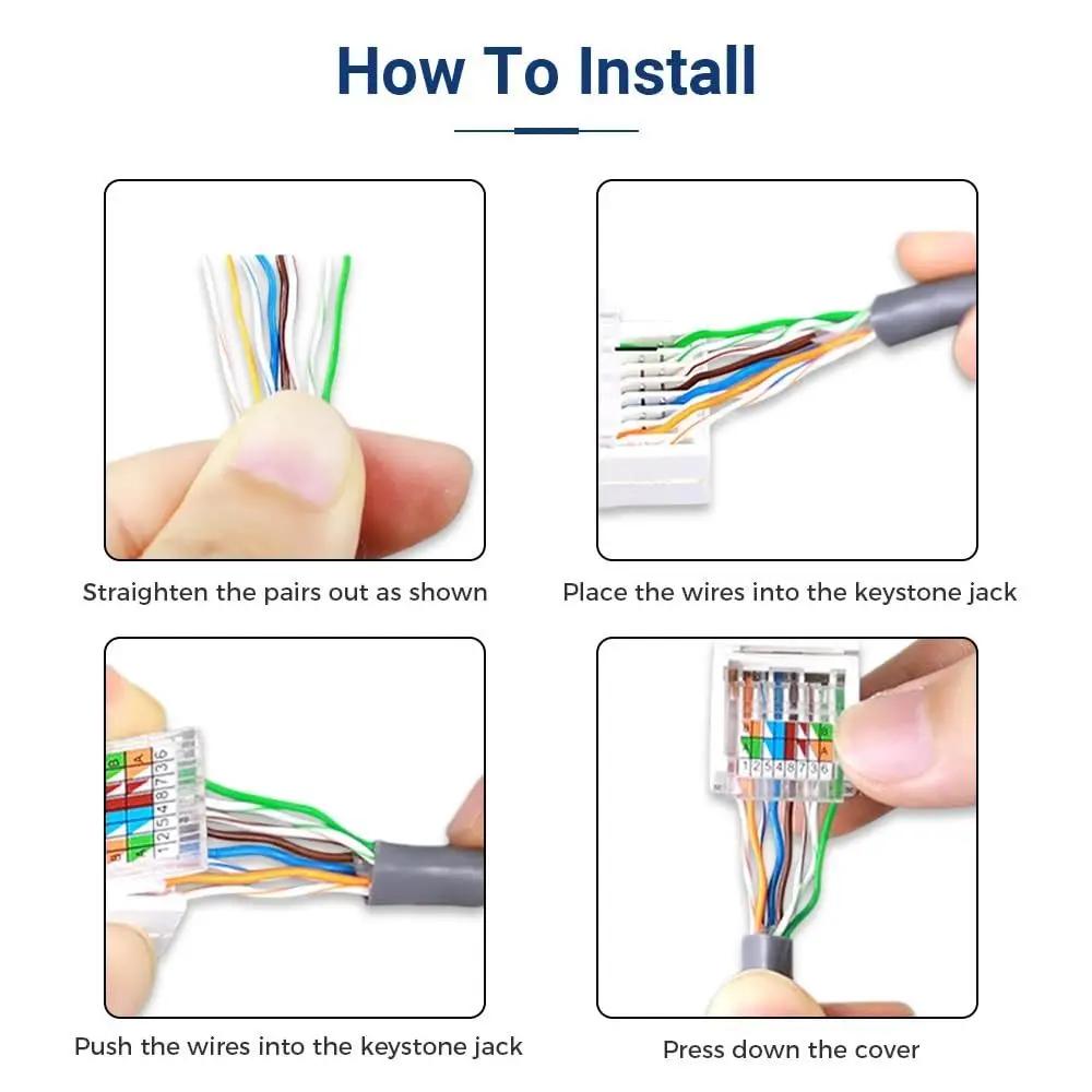 UTP Сетевой Коннектор Cat5e Cat6 RJ45 Ethernet Модуль Без Инструмента Белый Компьютерный Модуль Джек Коннектор