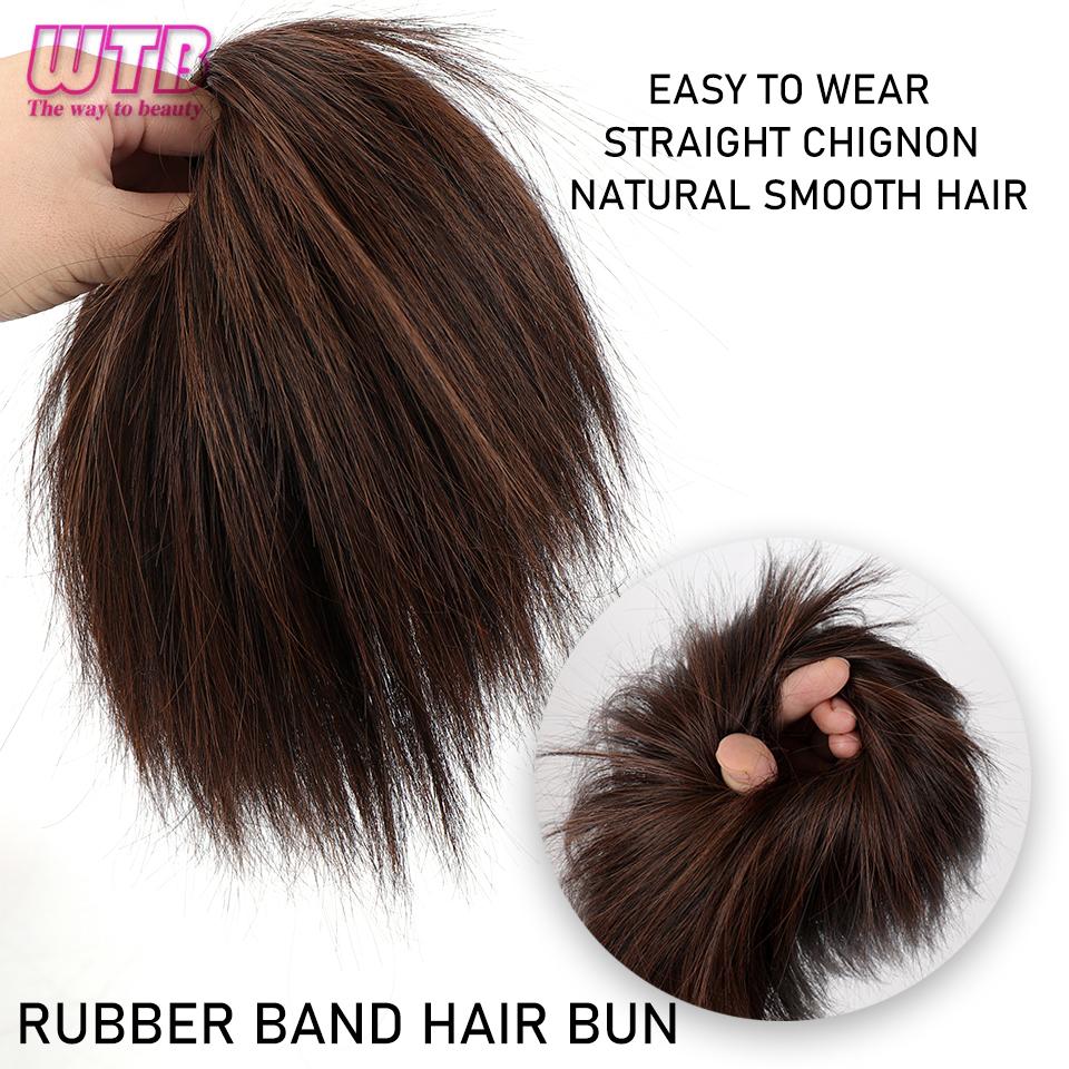 Synthetic Hair Bun Extensions Messy Straight Hair Band Elastic Chignon Scrunchy Wrap Updo False Hair Pieces for Women Hair
