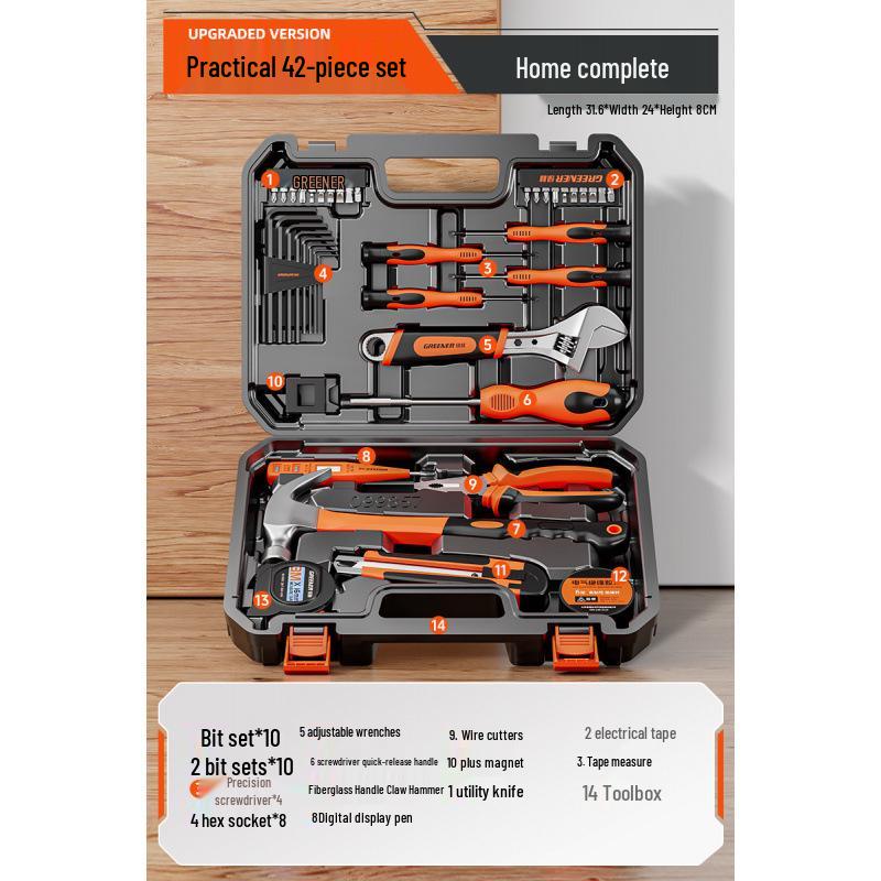 Многофункциональный набор инструментов «Зеленый Лес»: Полный набор для ремонта по дому и для электрика