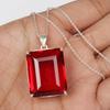 14 Ct Brilliant Red Ruby Emerald Cut Gemstone 925 Sterling Silver Pendant For Men And Women