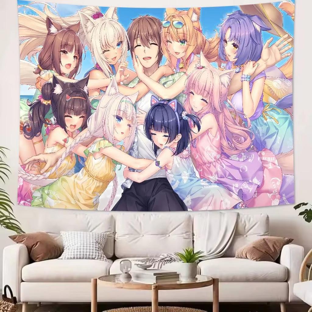 Кавайная ГОРЯЧАЯ Девушка Nekopara Гобелен Украшение Спальня Общежитие Фон Ткань Праздничный Дом Вечеринка Гостиная Клуб Гобелен