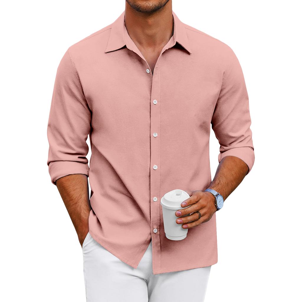 Men's Loose-fitting Casual Button-down Long-sleeved Shirt