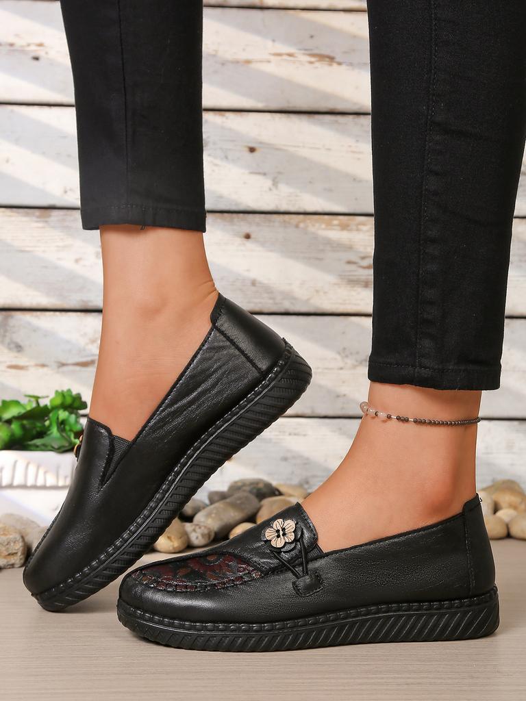 Женские кожаные туфли на плоской подошве, женские лоферы весна-осень, классическая базовая модель, мамины туфли, нескользящие и удобные