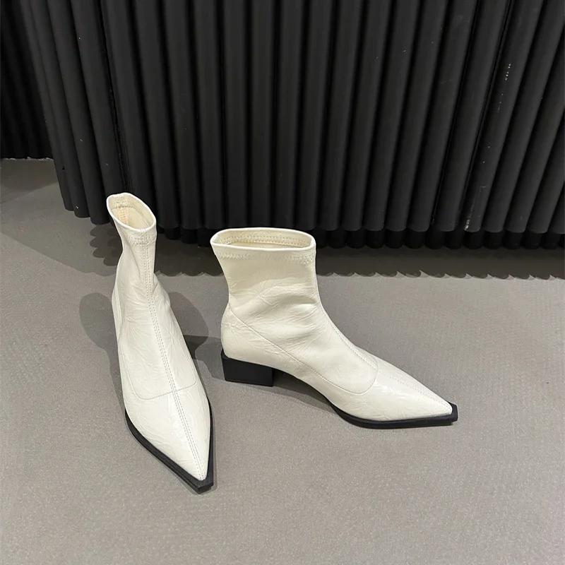Fashion Autumn Women Ankle Boots Shoes Fashion Pointed Toe Ladies Short Boot Square Low Heel Casual Winter Women's Footwear