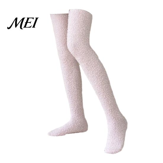 Socks 1 Pair Fuzzy Thigh High for Women, Long Soft Fleece Fluffy Non Slip Winter Leg Warmer, Thickened Plush Over The Knee Stockings, Boot Cold