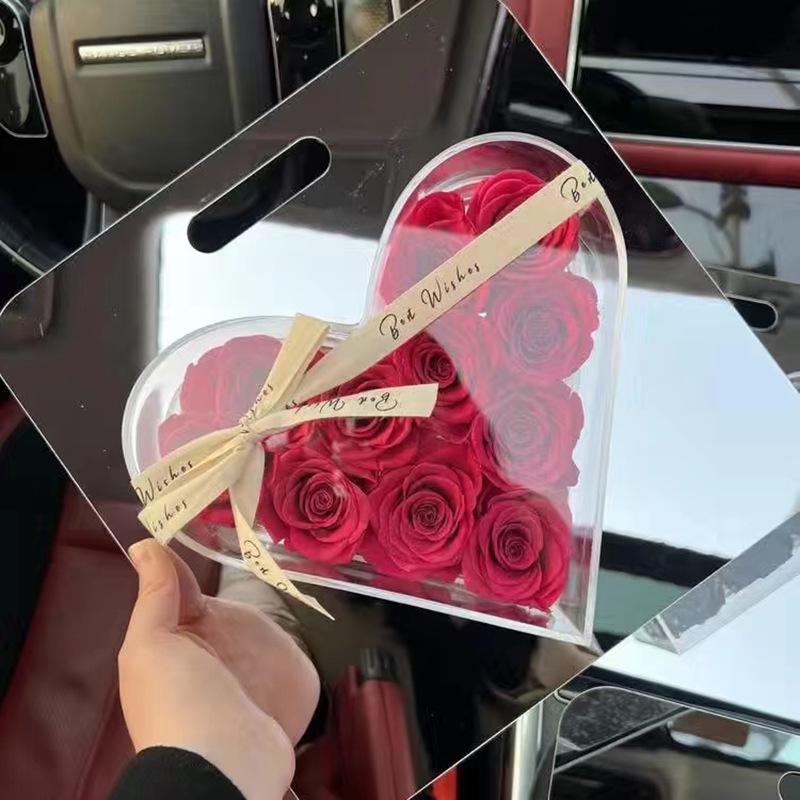 Custom Portable Transparent Acrylic Flower Gift Box